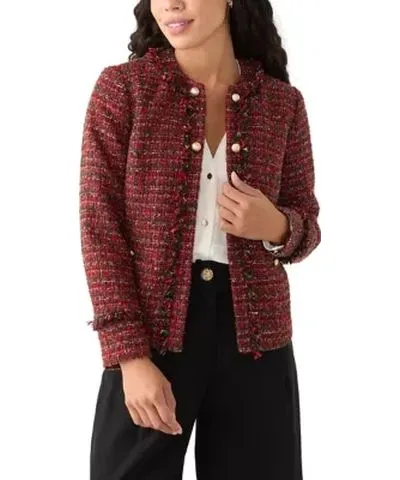 Anne Klein Women's Petite Tweed Kissing Front Blazer