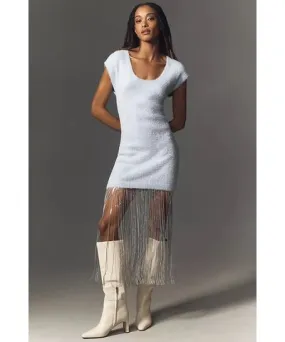 Anthropologie Fringe-Trim Sweater Dress