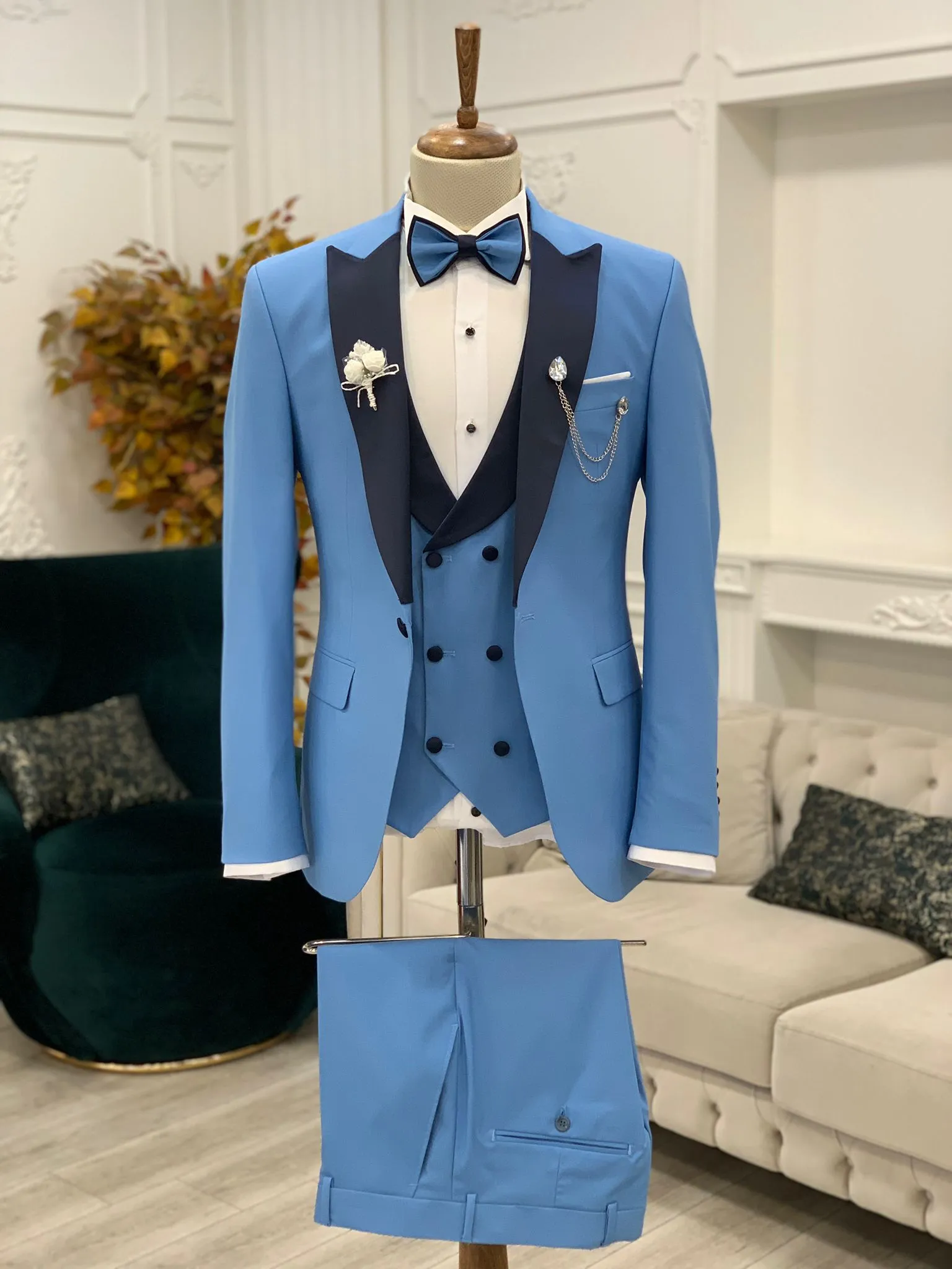 Antonio Blue Slim Fit Tuxedo