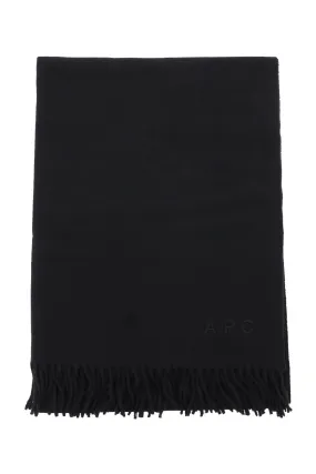 A.P.C. Alix Brodée Wool Scarf   Black