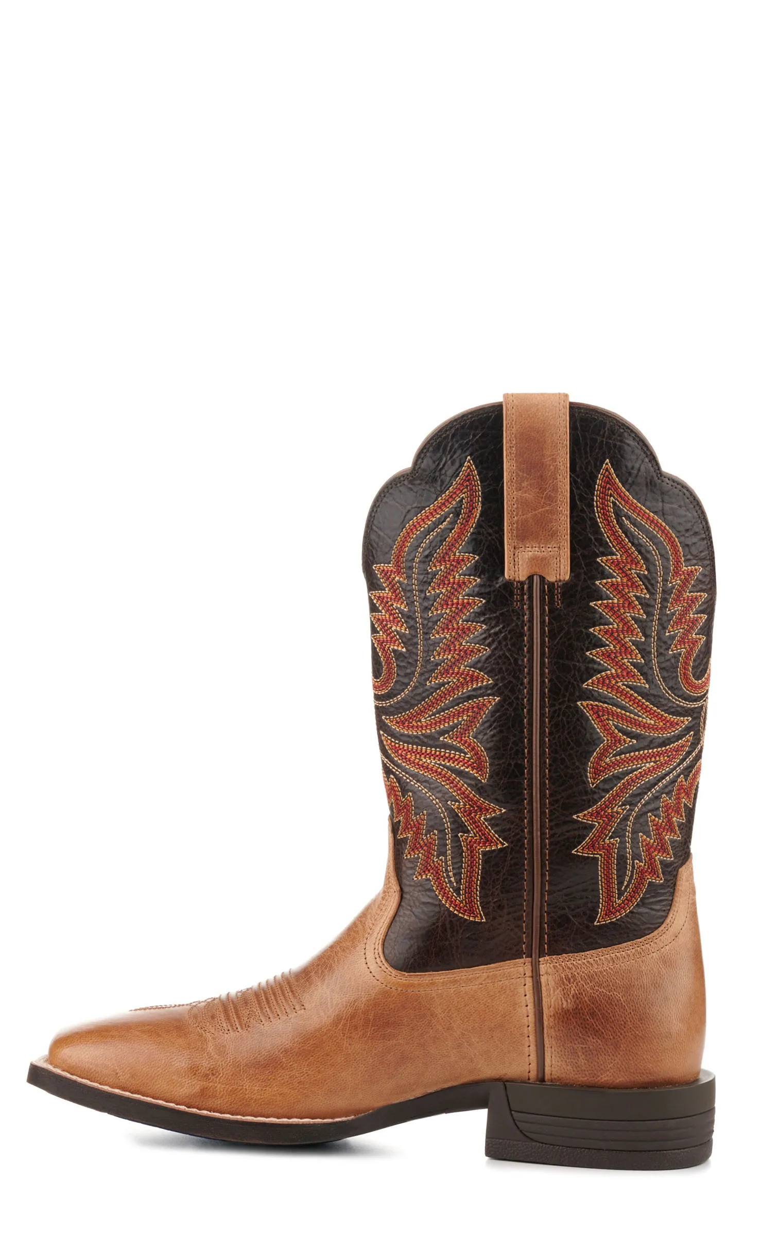 Ariat Men's Brush Creek Tan and Brown Wide Square Toe Shock Shield Cowboy Boots