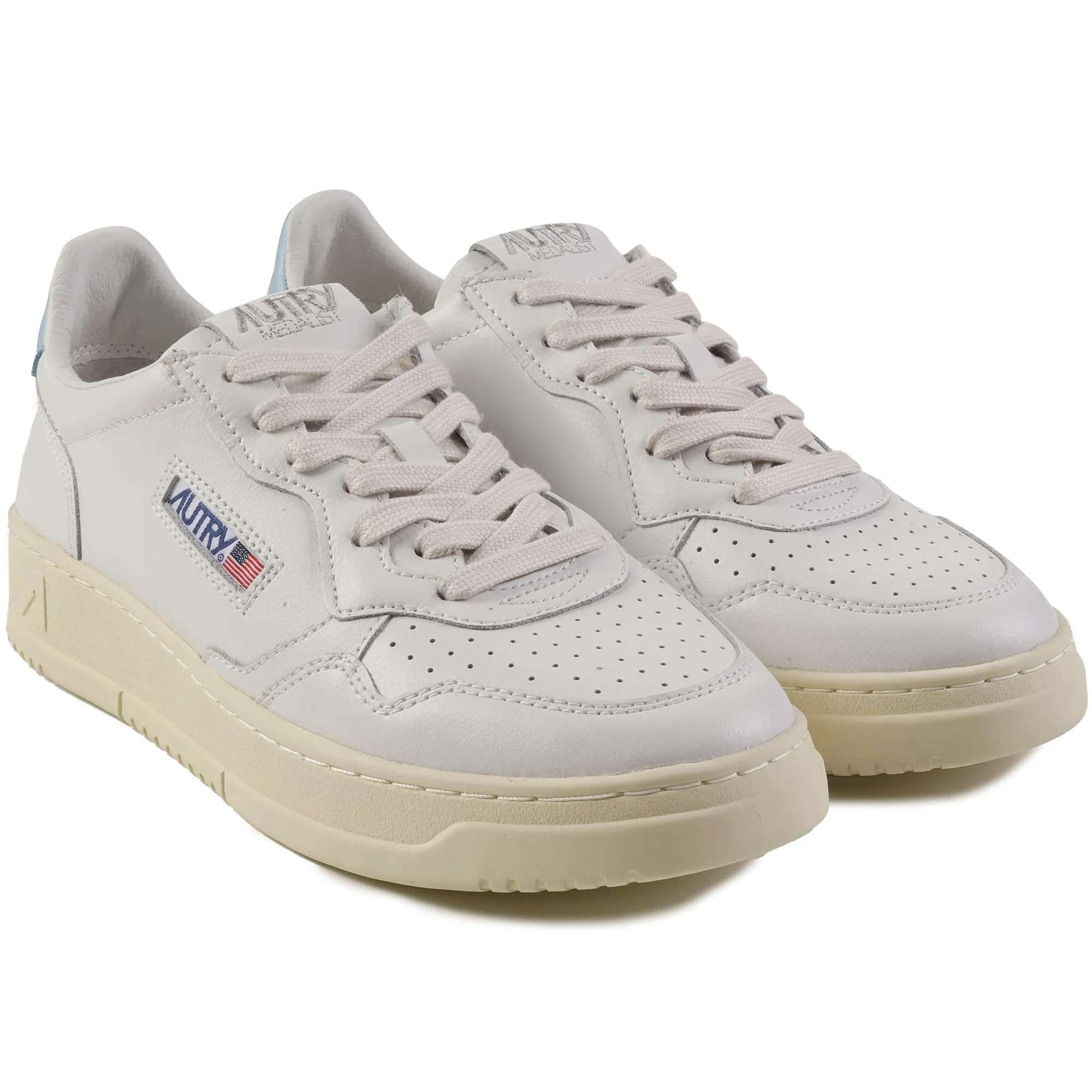 Autry Womens Medalist Low Sneaker - White and Blue