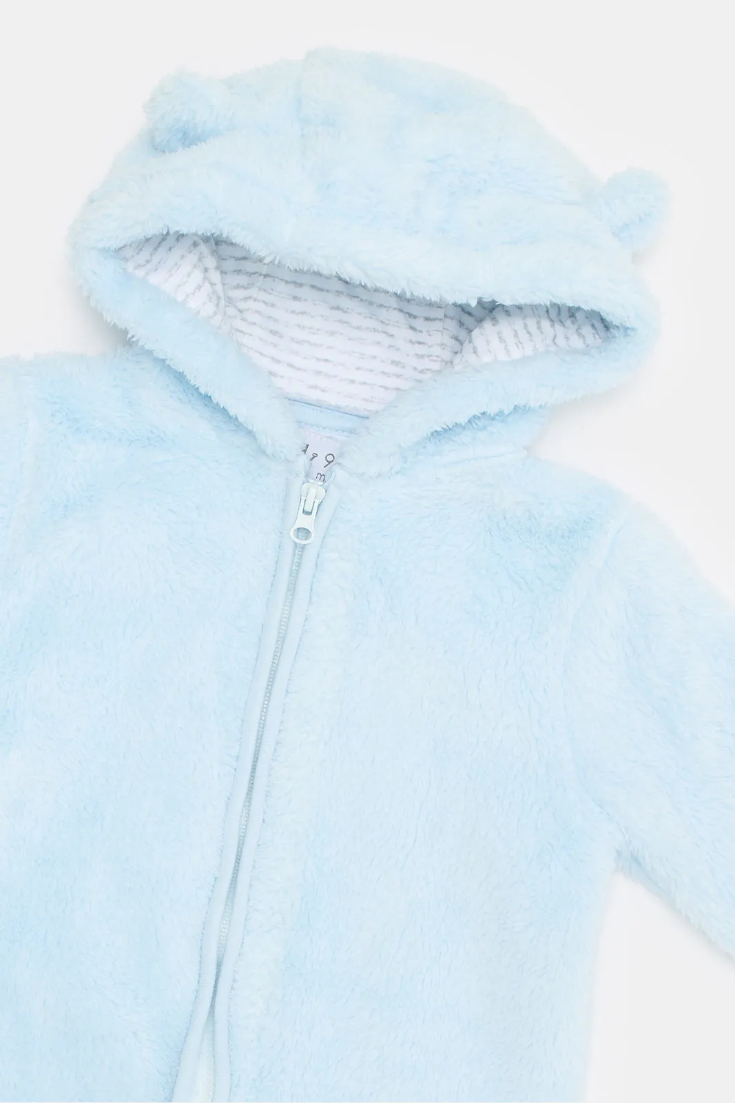 Baby Blue Fleece Front Zipper Coat