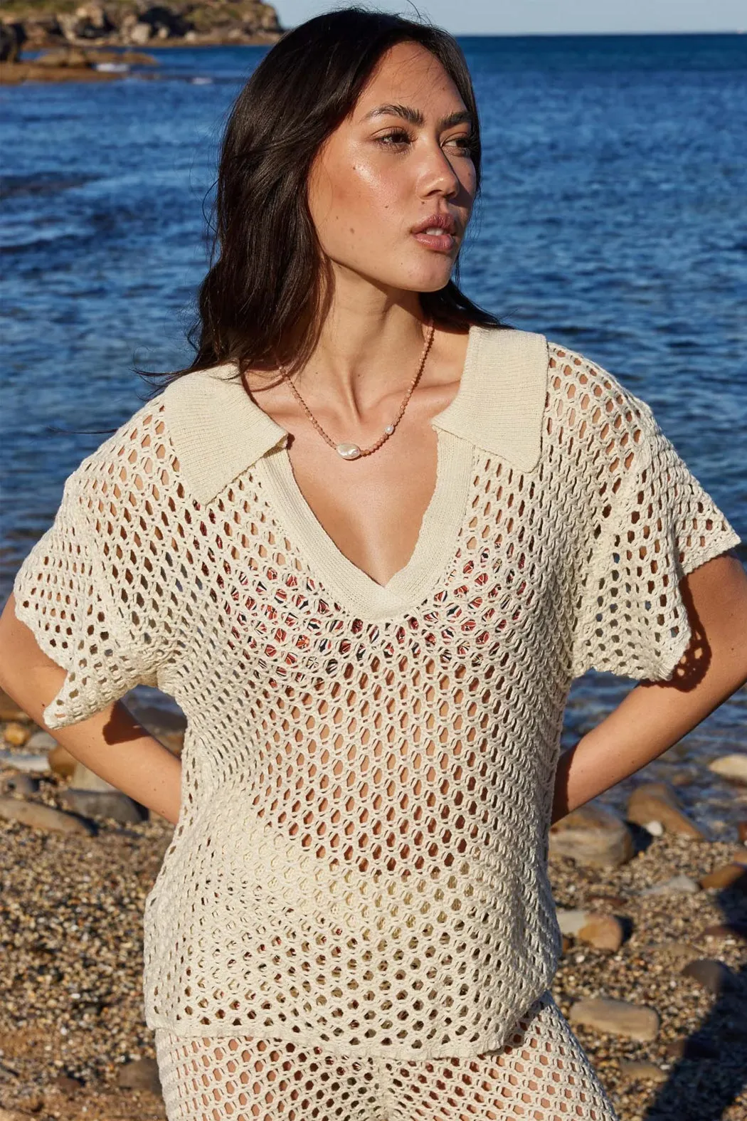 Balmy Crochet Knit Top