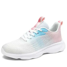 Beige pink flyknit stripe texture casual shoe sneaker