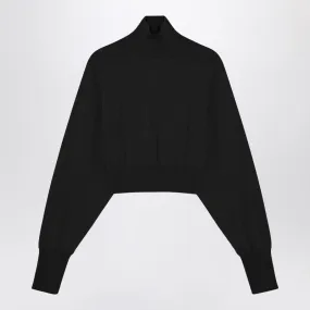 BLACK CROPPED TURTLENECK SWEATER