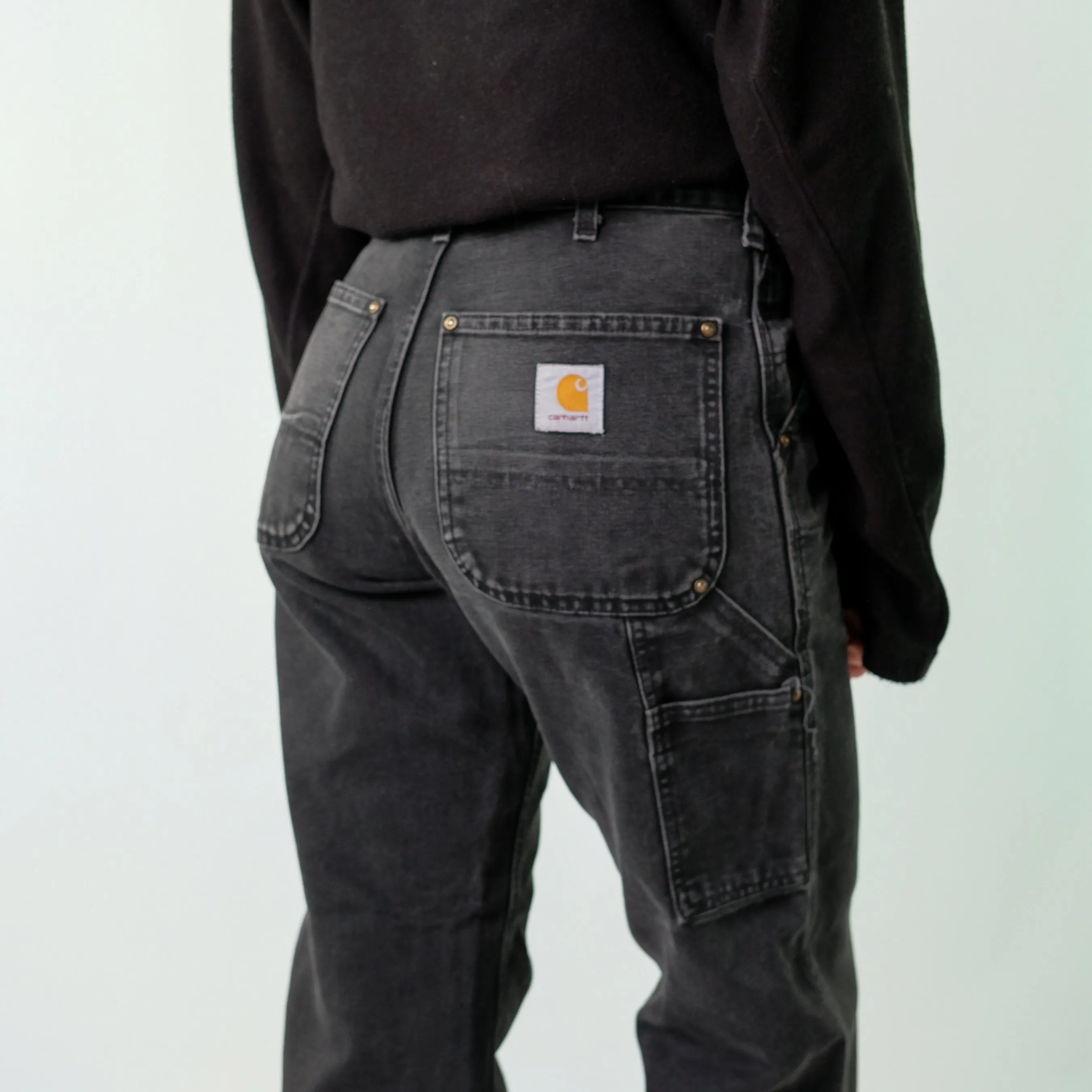 Black y2ks Carhartt Denim Carpenter Baggy Jeans Pants (30x30)