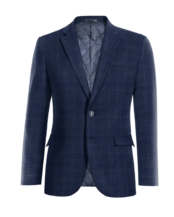  Blazer azul marino a cuadros slim fit