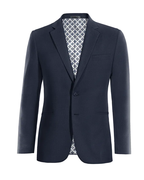  Blazer azul marino de seersucker a rayas ligera