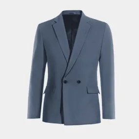  Blazer cruzada azul acero slim fit