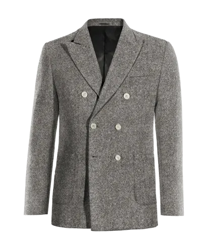  Blazer cruzada gris claro de donegal tweed