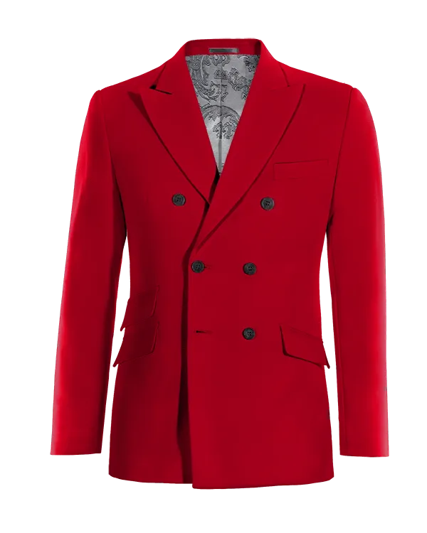  Blazer cruzada rojo intenso solapa en pico slim fit