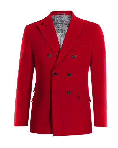  Blazer cruzada rojo intenso solapa en pico slim fit