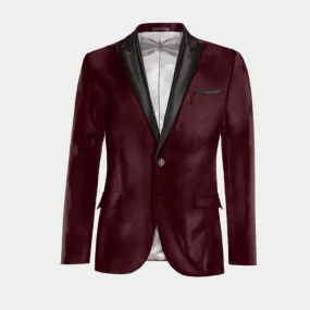  Blazer Esmoquin burdeos de terciopelo solapa en pico