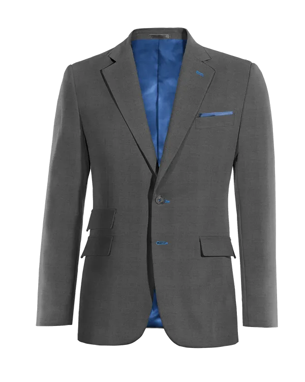  Blazer gris de Lana pura super 100s solapa ancha