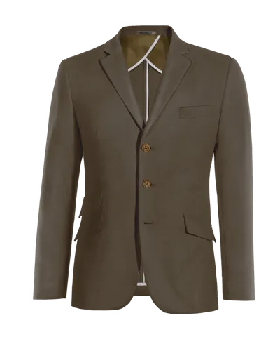  Blazer marron Lino-Algodón de 3 botones con parches