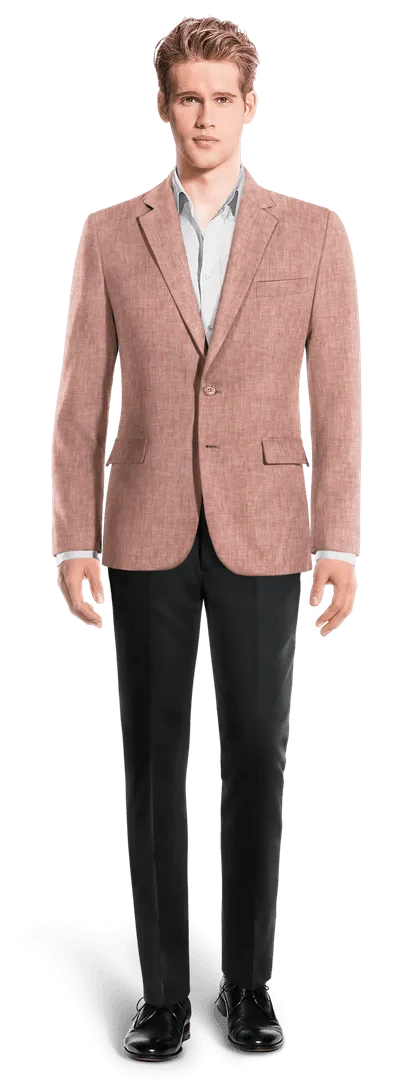  Blazer rojo pastel de lino ligera slim fit