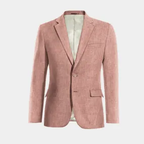  Blazer rojo pastel de lino ligera slim fit