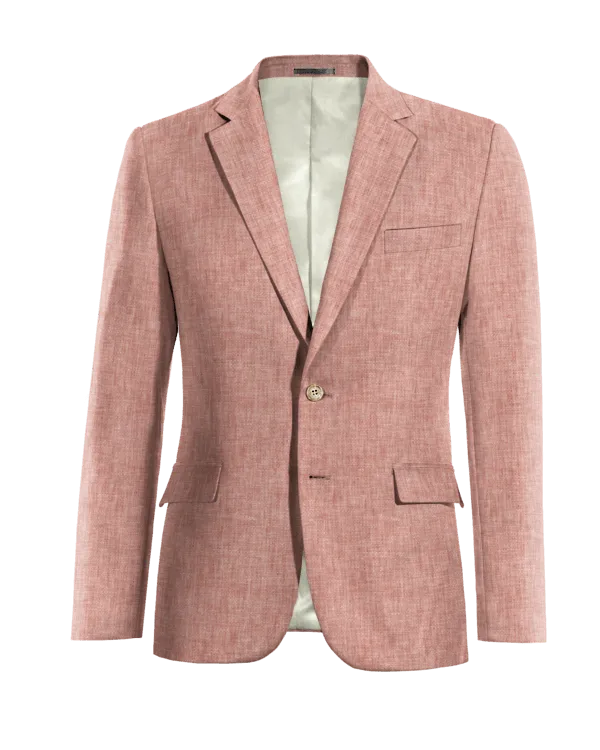  Blazer rojo pastel de lino ligera slim fit