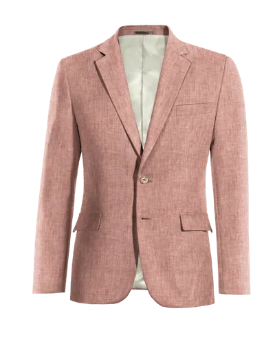  Blazer rojo pastel de lino ligera slim fit