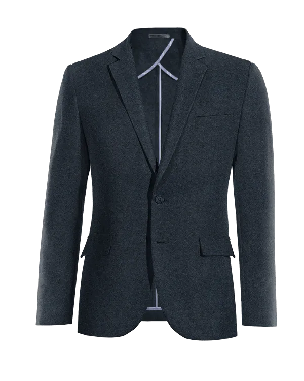  Blazer sin forro azul marino de donegal tweed