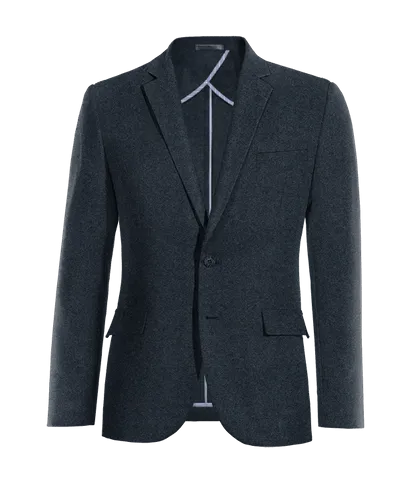  Blazer sin forro azul marino de donegal tweed