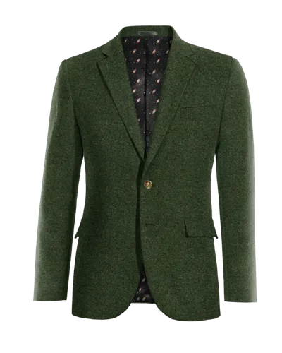  Blazer verde bosque de tweed herringbone slim fit