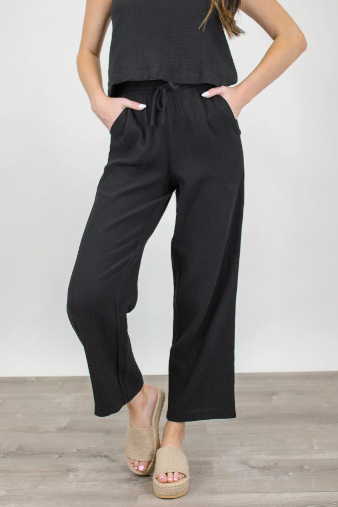 Bondi Gauze Pant in Black by Z Supply