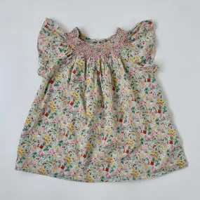 Bonpoint Mint Liberty Print Hand Smocked Blouse: 10 Years