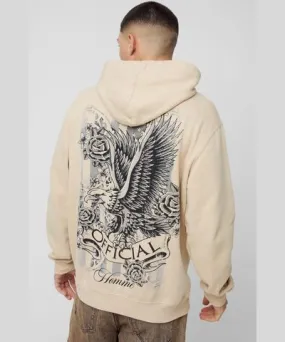 boohoo Mens Official Bird Rose Graphic Hoodie