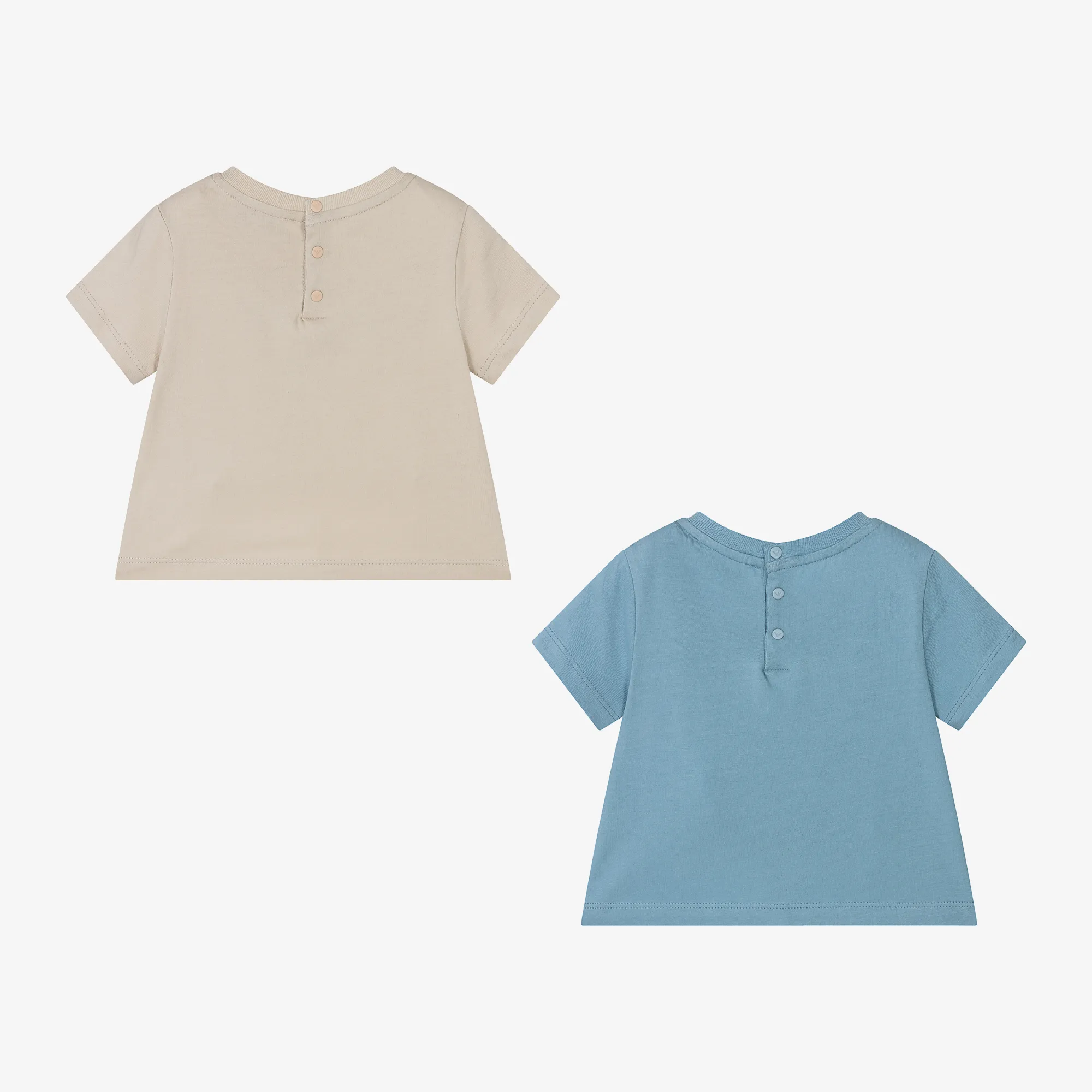 Boys Blue & Beige Cotton T-Shirts (2 Pack)