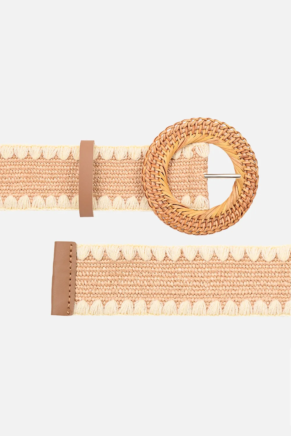 Broad Elastic Raffia Belt