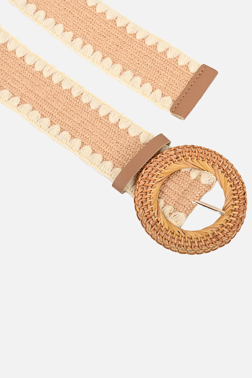 Broad Elastic Raffia Belt