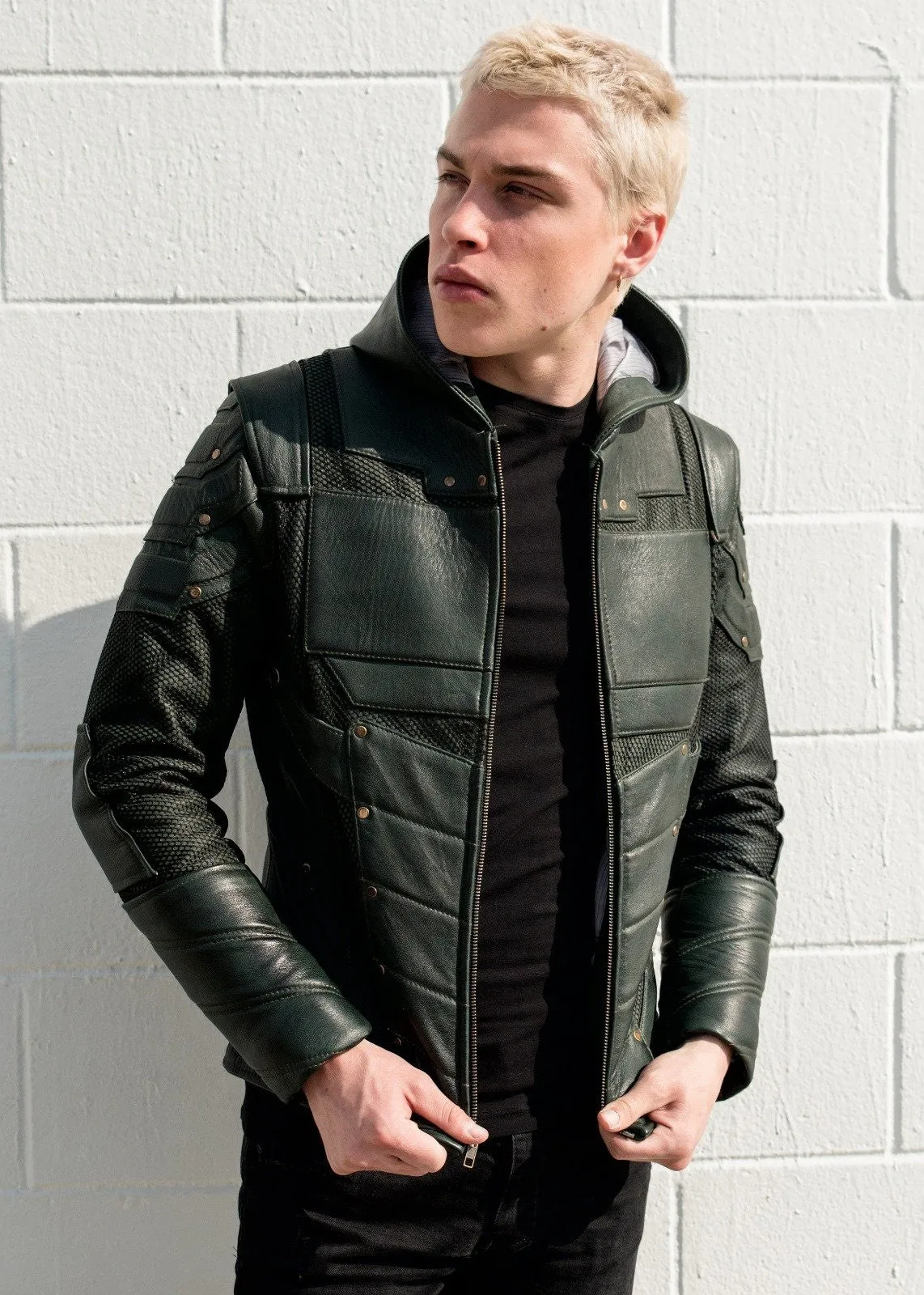 Buy Mens Green Arrow Inspired Leather Jacket | LucaJackets