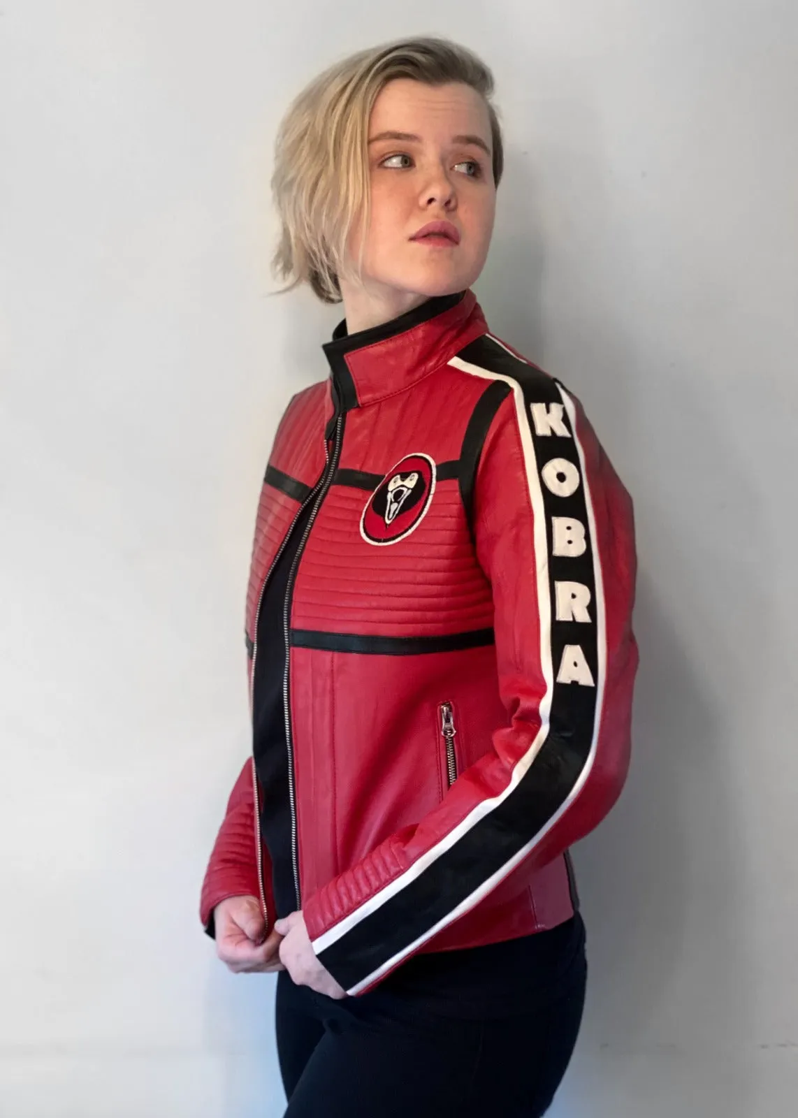 Buy Womens Kobra Kid Moto Red Leather Jacket