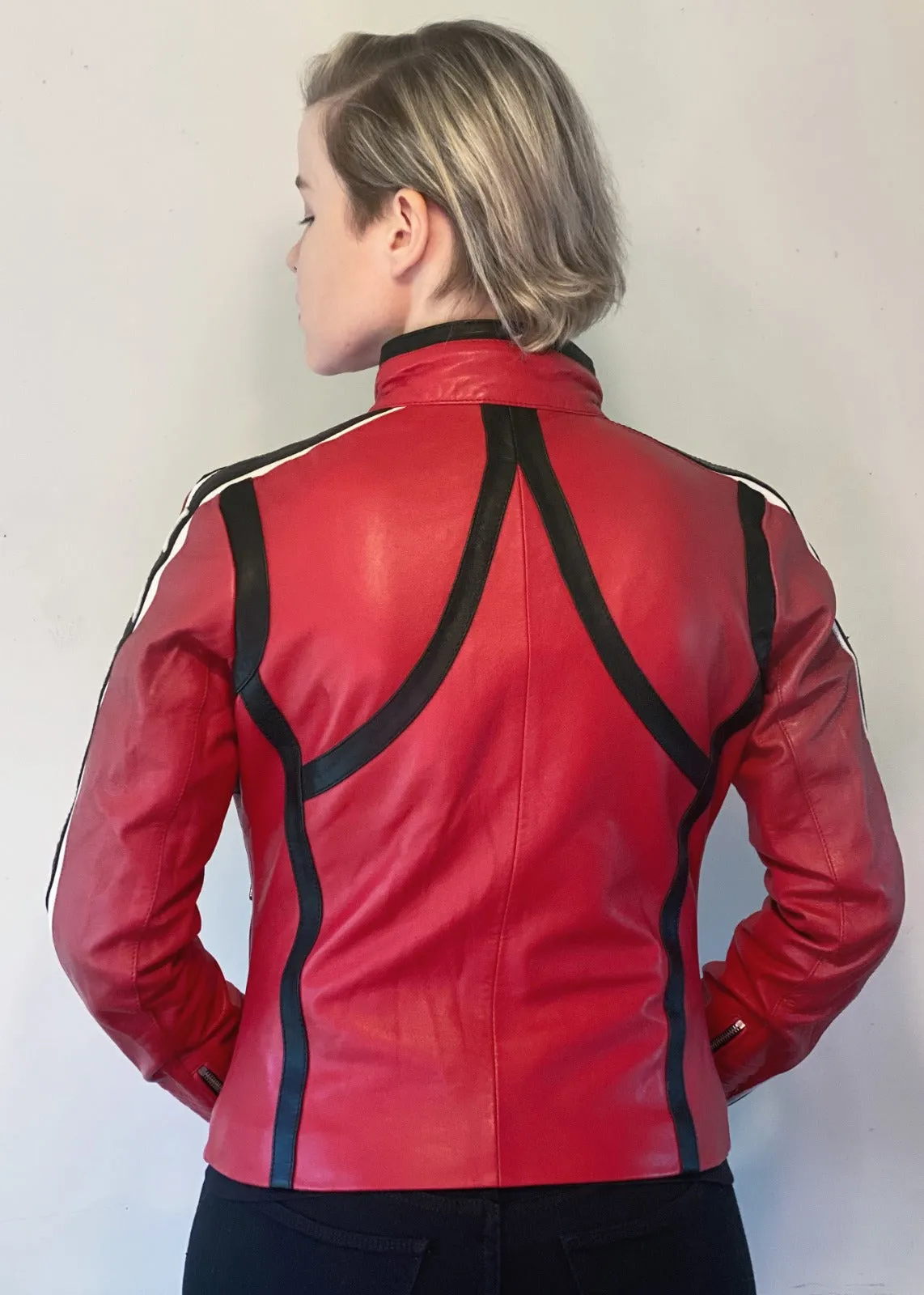 Buy Womens Kobra Kid Moto Red Leather Jacket