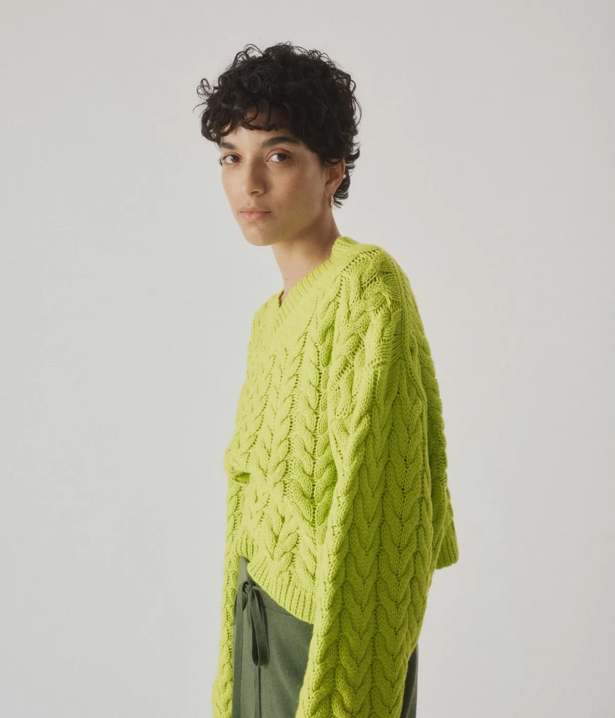 Cable Sweater - Wasabi