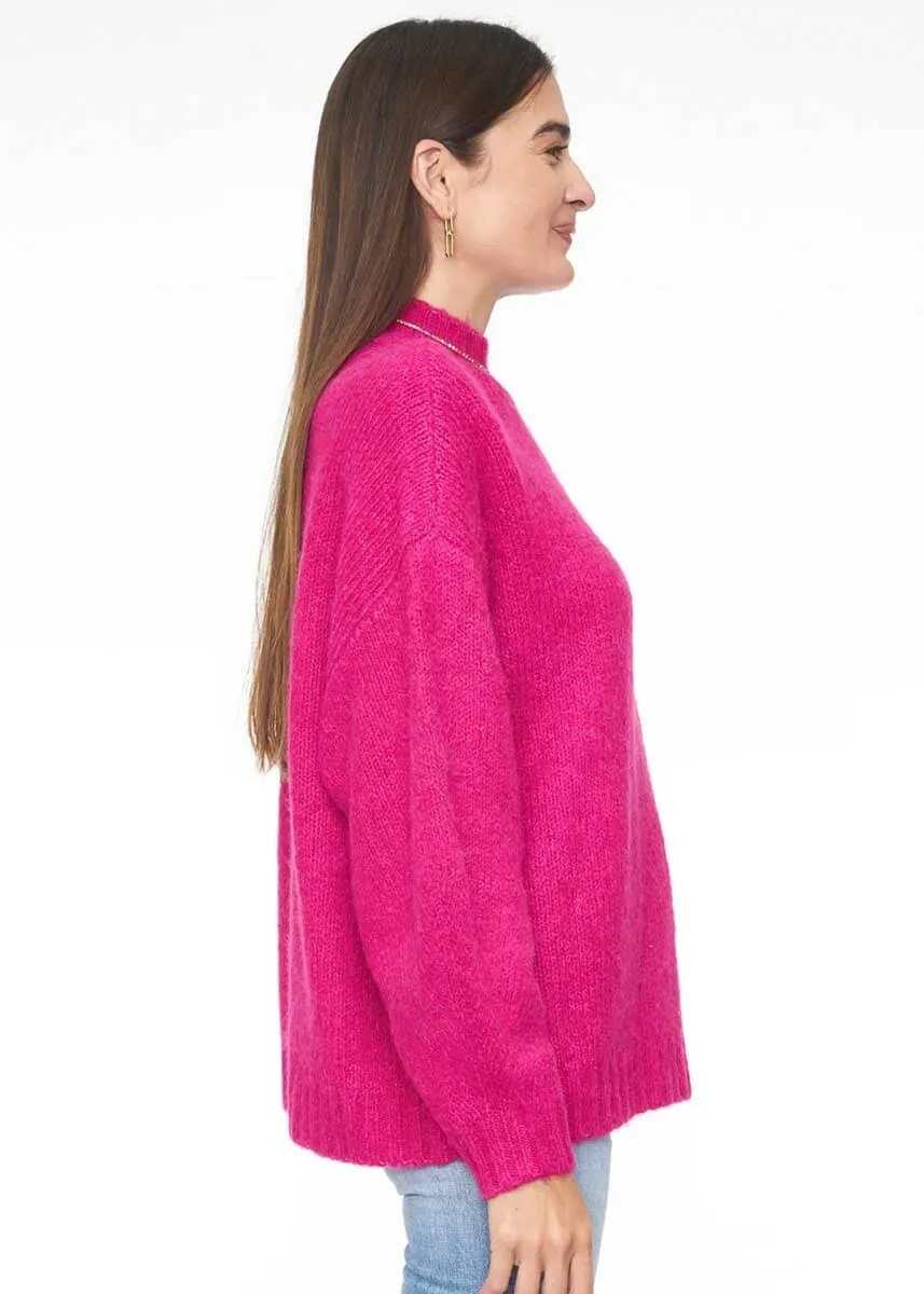 Carlen Mock Neck Sweater - Fuchsia