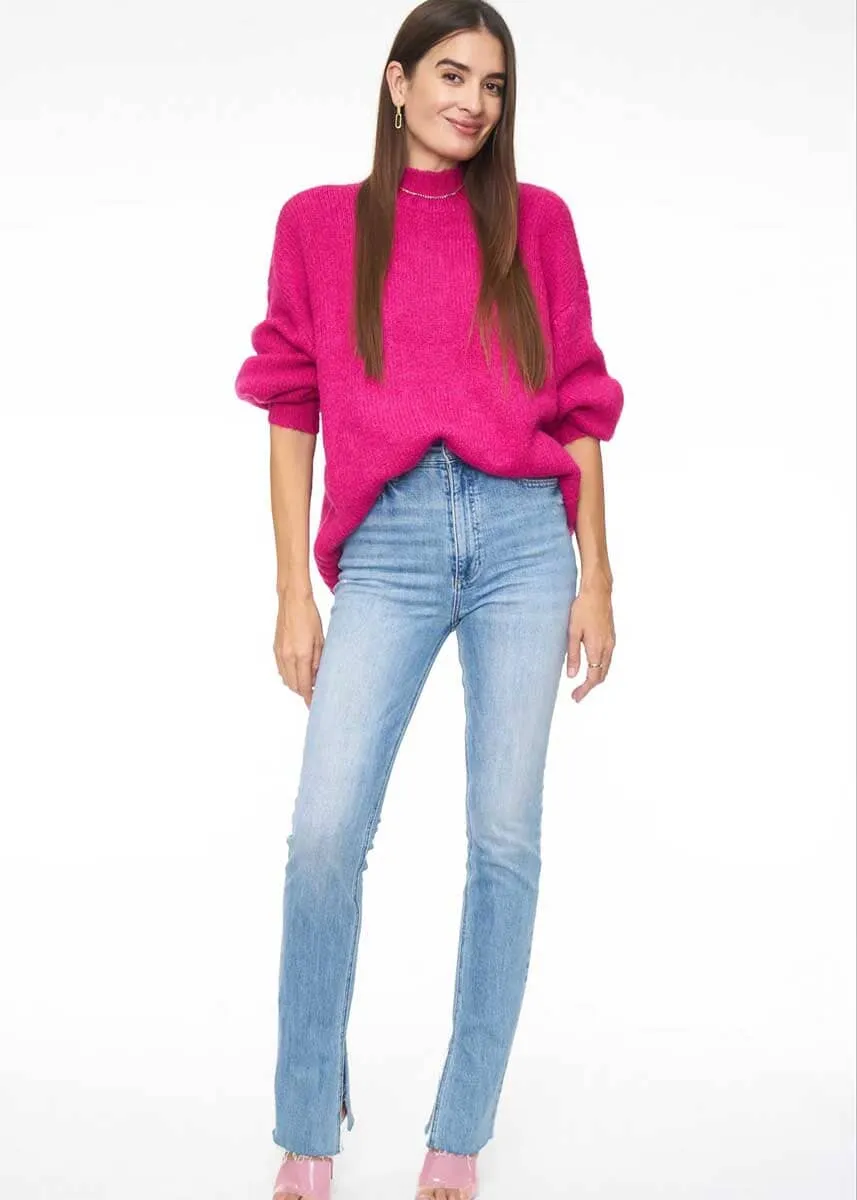 Carlen Mock Neck Sweater - Fuchsia