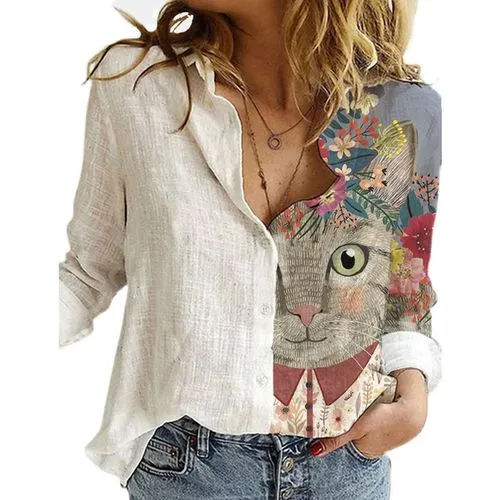 Casual Printed Long-sleeved Loose Shirts