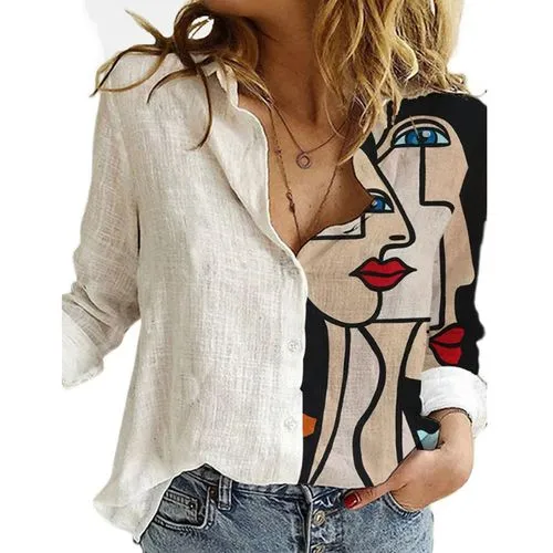 Casual Printed Long-sleeved Loose Shirts