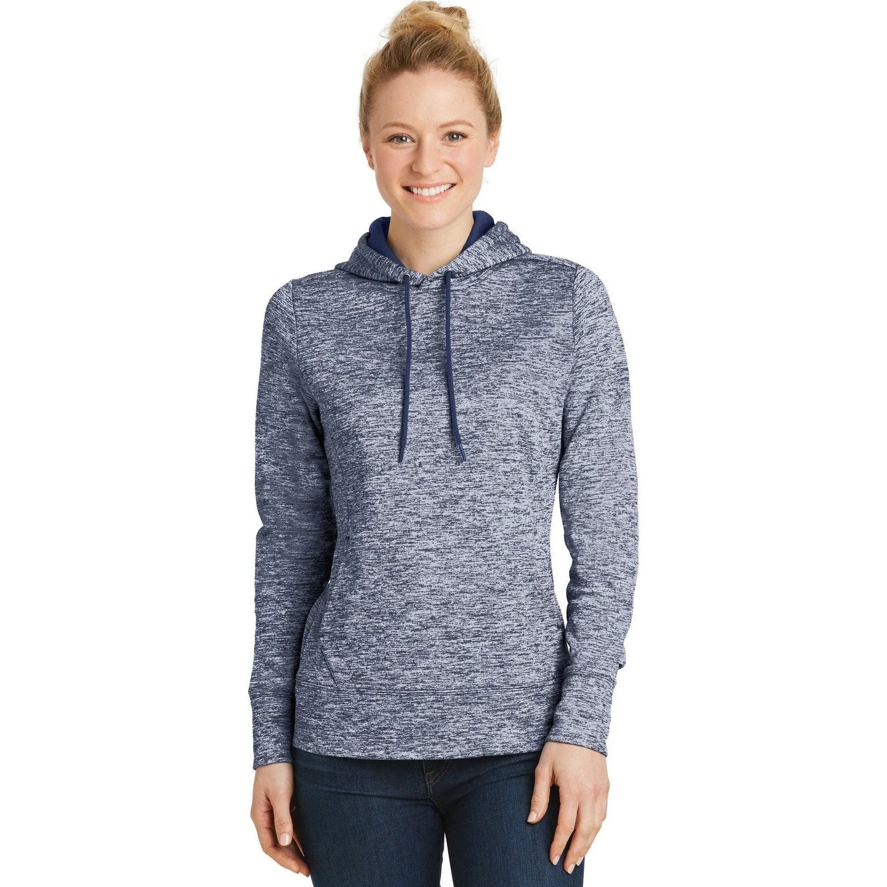 CLOSEOUT - Sport-Tek Ladies PosiCharge Electric Heather Fleece Hooded Pullover