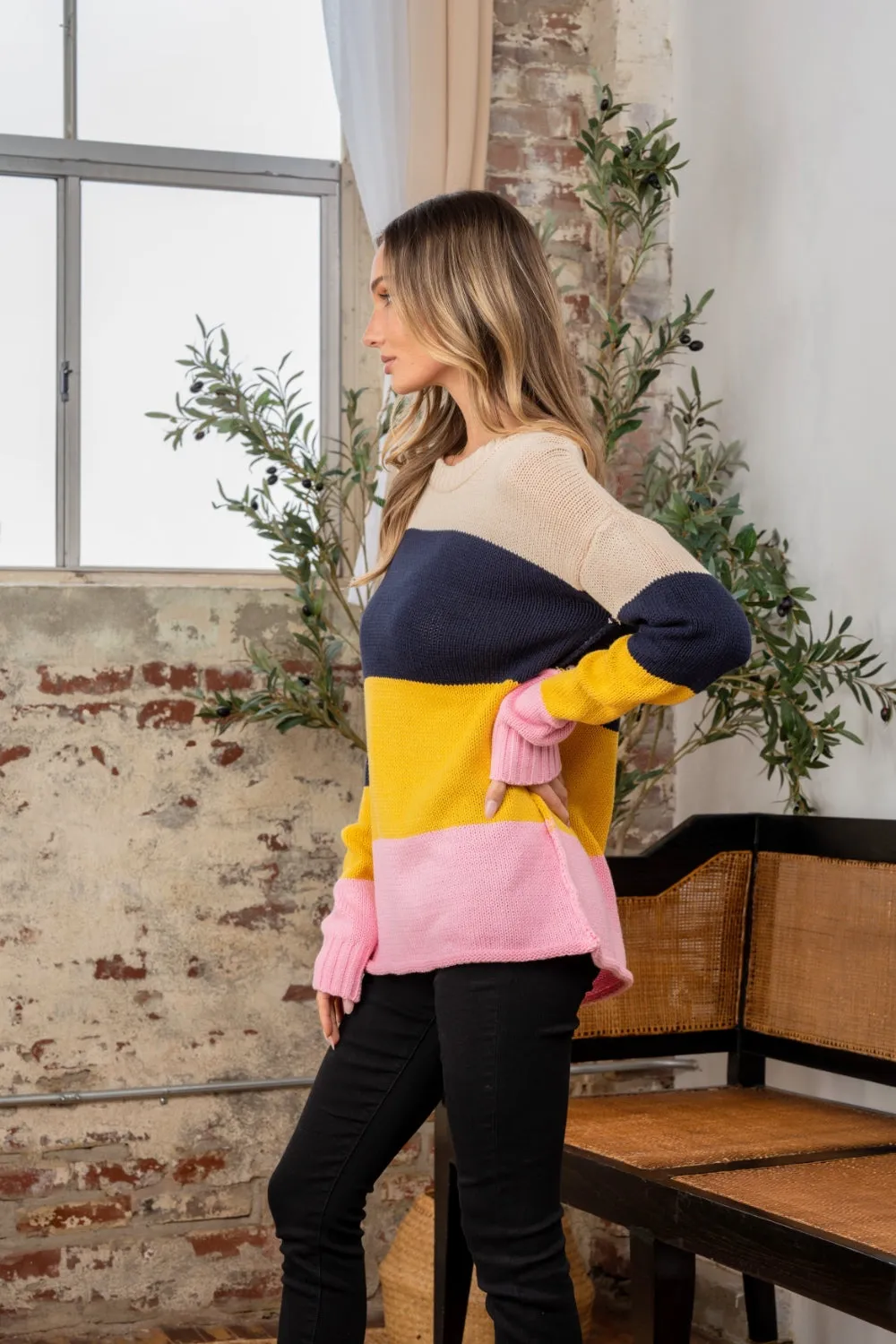 Color Block Exposed Seam Sweater *Limited Collection*