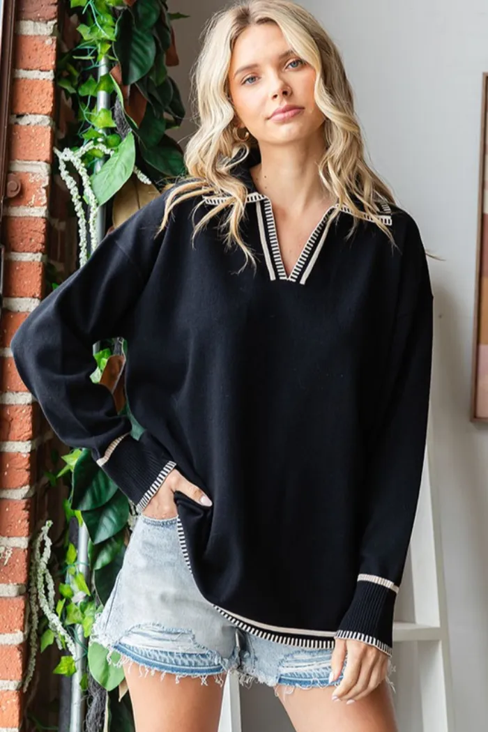 Contrast Edge Knit Sweater