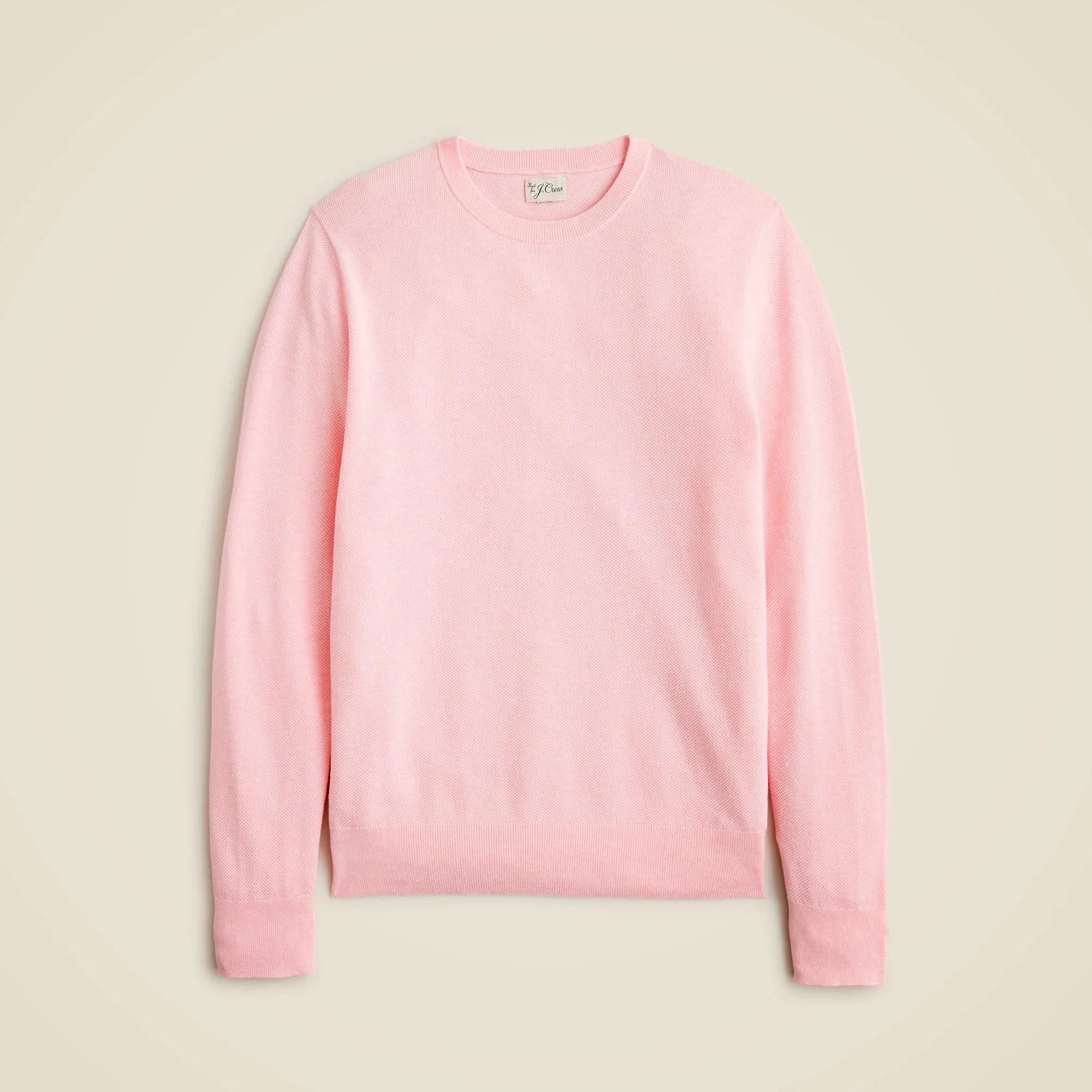 Cotton piqué-stitch crewneck sweater