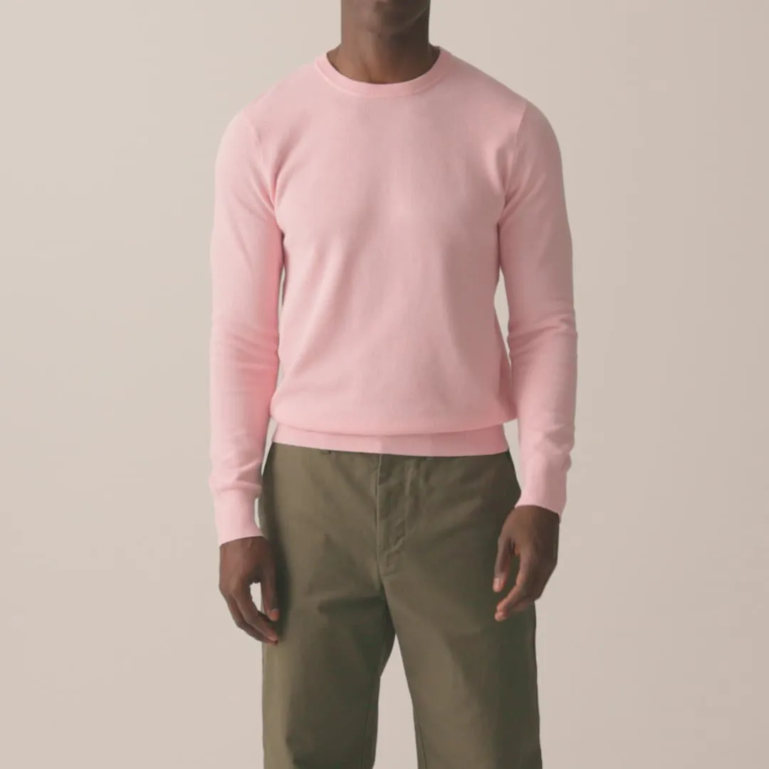 Cotton piqué-stitch crewneck sweater