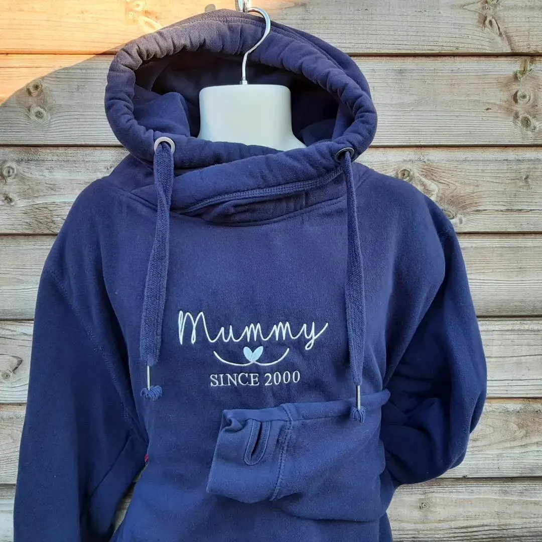 Crossover Neck Hoodie with Mummy/Daddy Est | The Personalisation Company | Unique & Affordable Personalised Gifts