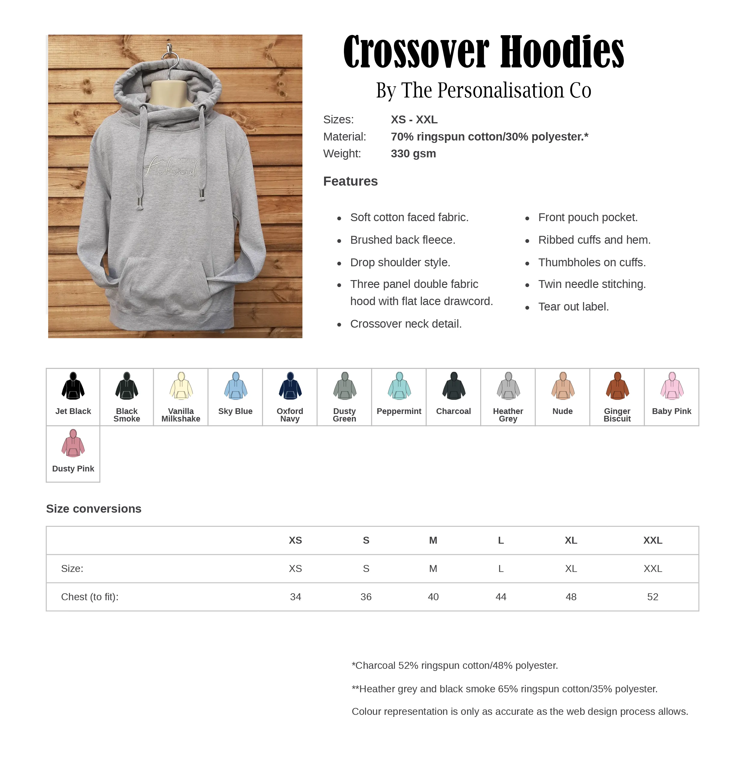 Crossover Neck Hoodie with Mummy/Daddy Est | The Personalisation Company | Unique & Affordable Personalised Gifts