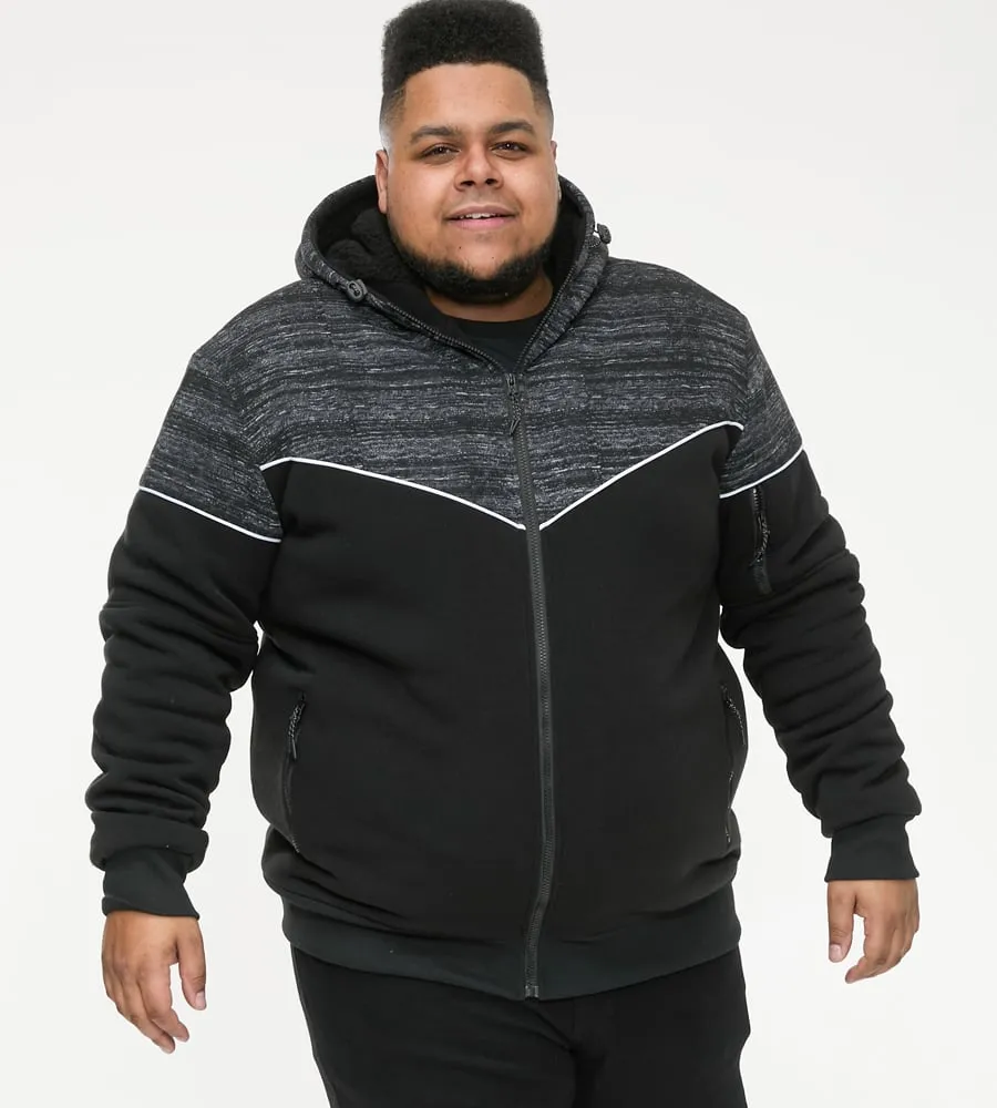 D555 Big Mens Black Hoodie With Sherpa Lining (HENNESSEY)