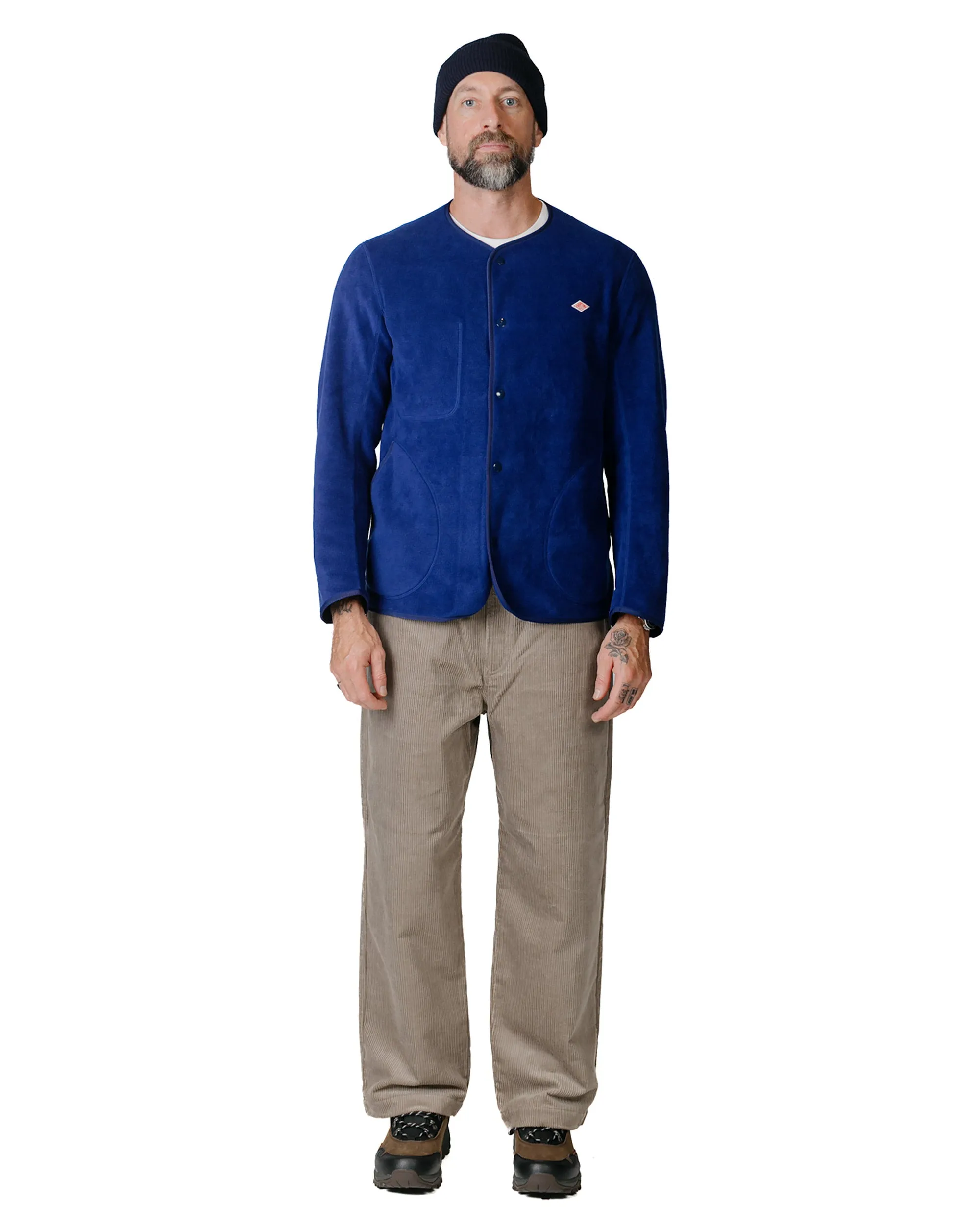 Danton Fleece Collarless Jacket Blue